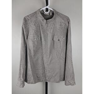 Chico's size 3 XL Tan Faux Suede Snakeskin Jacket zip front lightweight
